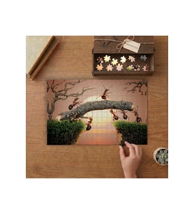 Ağaç Dalı Taşıyan Karıncalar Tasarımı 240 parça Ahşap Puzzle Ahşap Kutuda MP06555