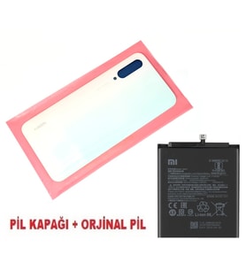 Xiaomi Mi 9 LİTE Arka Kapak Batarya Pil Kapağı + PİL (CAM) BEYAZ