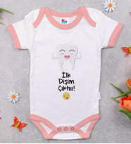 BK Kids İlk Diş Tasarımlı Pembe Bebek Body Zıbın-1