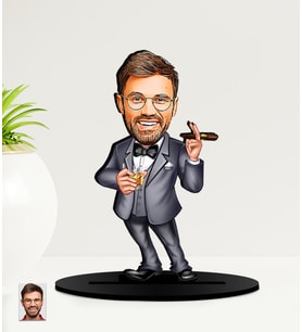 Kişiye Özel Patron  Karikatürlü  Mdf Biblo (Çok Renkli)