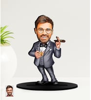 Kişiye Özel Patron  Karikatürlü  Mdf Biblo (Çok Renkli)