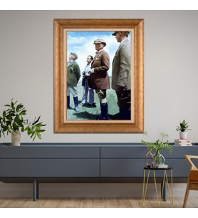 Altın Paspartulu Atatürk  Çerçeveli Tablo C210 (Gold)