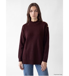 LCW Modest Bordo Yarım Balıkçı Yaka Kadın Triko Tunik
