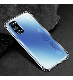 Oppo Reno 4 Kılıf Şeffaf Köşe Korumalı ABS Airbag Absorbing Case Silikon (Renksiz)