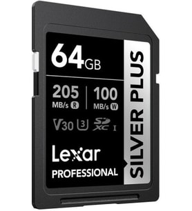 Lexar 64Gb Silver Plus Sd Uhsi V30 U3 205Mb/S Hafıza Kartı (Çok Renkli)