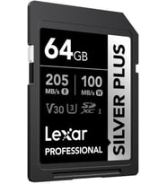 Lexar 64Gb Silver Plus Sd Uhsi V30 U3 205Mb/S Hafıza Kartı (Çok Renkli)