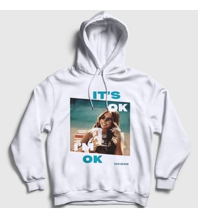 Presmono Unisex Beyaz It's Ok I'm Ok Tate Mcrae Kapüşonlu Sweatshirt 532611tt