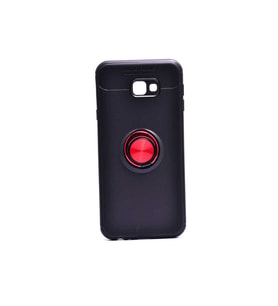 Samsung Galaxy J4 Plus Uyumlu Kılıf Zore Ravel Silikon Kapak (Siyah-Kırmızı)