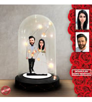 Kişiye özel Sevgili Hediye,sevgililer günü Karikatür Hediyesi, Karikatür hediye, Dekoratif Karikatür ışıklı Fanus , Sevgililer günü Hediyesi FN275