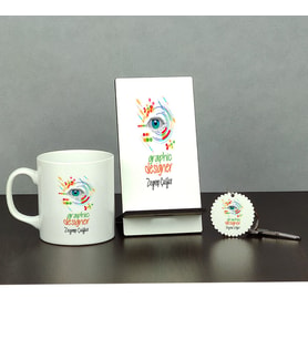 Graphic Designer Üçlü Set (Kupa + Telefon Standı + Anahtarlık) 001