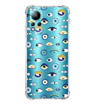 PrintiFy İnfinix Note 11 Uyumlu Nazar Boncuğu 2 Baskılı Şeffaf Köşe Korumalı Antişok Kılıf