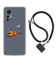 Xiaomi 12 Lite Kılıf Resimli Boyun Askılı İpli Desenli Silikon Orange Escape 1374
