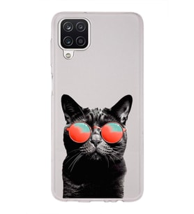 PrintiFy Samsung Galaxy A12 ile Uyumlu 1mm Slim Fit Kedi 3 050d Baskılı Şeffaf  Kılıf