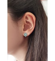 Turkuaz Nazar İşlemeli 925 Ayar Gümüş Kadın Küpe