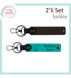 Miyavlayan Sevgiyi Temsil Eden, Kedi Temalı, Kişisel Anahtarlık, Koyu Kahve-Koyu Turkuaz