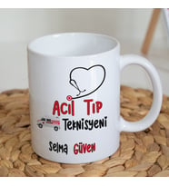 Kişiye Özel İsim Baskılı Acil Tıp Teknisyeni Kupa Bardak Çift Yön Kupa Baskı
