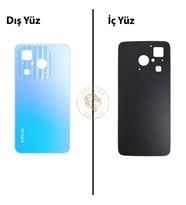 Infinix Hot 40İ Mavi Uyumlu Arka Kapak Arka Cam Batarya Pil Kapağı Lazer Kesim Back Cover