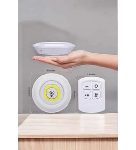 İthalat® Led Lamba 3'Lü Uzaktan Kumandalı Yapışkanlı Beyaz Işık