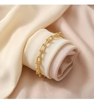 Lorivelle Tiffany Model U Link Zincir Çelik Bileklik - Gold Renk Hardwear Tarzı Modern Tasarım
