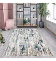 Mavi Batik Desen Renk Geçişli Yıkanabilir Kaymaz Taban Leke Tutmaz Modern Salon Halısı ve Yolluk