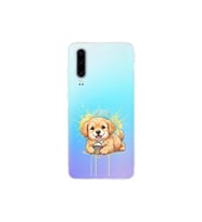 Huawei P30 ile Uyumlu Splash Köpek Tasarımlı Şeffaf Silikon Kılıf