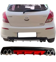 Hyundai i20 Kırmızı Difüzör Çiftli Yuvarlak Egzoz Görünümlü D Tip Difizör
