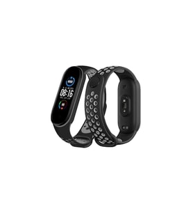 Uray store Xiaomi Mi Band 7 Spor Delikli Kordon - Siyah-Gri