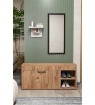 Ayakkabılık Çok Amaçlı Kapaklı Dolabı 90 cm Modern Ayakkabı Dolabı Raflı Organizer 190 Atlantik Çam