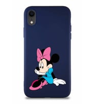 Apple iPhone XR Soft Premier Kapak Minnie Mouse-E Tasarımlı Silikon Kılıf - Lacivert (Şeffaf)