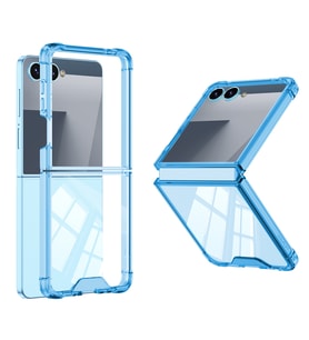 Galaxy Z Flip 7 Kılıf Full Camlı Kıpta Kapak (Mavi)