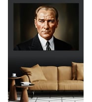 Mustafa Kemal Atatürk Portresi Dekoratif Kanvas - Mdf Ahşap Tablo