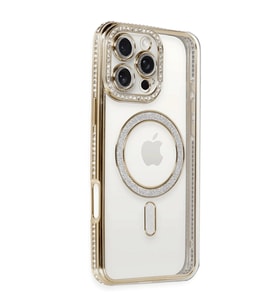iPhone 16 Pro Kılıf Joke Simli Magneticsafe Kılıf - Gold