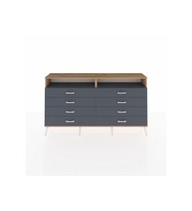 Arges Konsol 2 Raflı 8 Çekmeceli  176x30x99 Çam-Antrasit