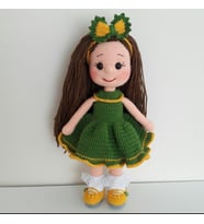 Yeşilli Bebek Amigurumi Organik Oyuncak