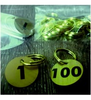 100 Adet Vestiyer Numarası, Tek Taraflı, ÇİFT TAKIM (Gold Renk)