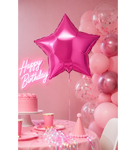 Pembe Yıldız Folyo Balon 18 İnç 45 cm Doğum Günü Parti Kutlama Fotoğraf Alanı Dekor Süsü
