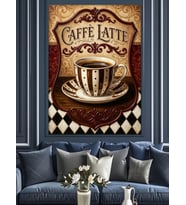 Caffe Latte Vintage Tabela Dekoratif Kanvas - Mdf Ahşap Tablo