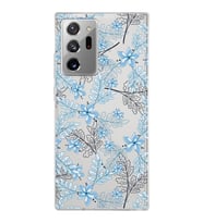 Samsung Galaxy Note 20 Ultra Kapak Floral Mavi Tasarımlı Şeffaf Silikon Kılıf