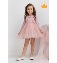 Minimony 6-24 Ay Çiçek Desen Ceketli Kız Bebek Çocuk Bayramlık Takım Gelinlik Abiye Elbisesi 1036