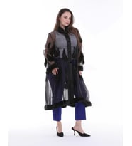 Organze Damla Kürk Detaylı Kap (Siyah)