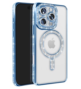 Newface Apple iPhone 16 Pro Max Kılıf Joke Simli Magneticsafe Kılıf - Mavi