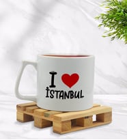 BK Gift I Love İstanbul Tasarımlı Middle Beyaz Kupa Bardak