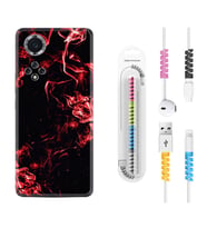 Huawei Nova Y70 Y90 Nova 9 SE  Kılıf Kablo Koruma Spiral Silikon Red Smoke 1745