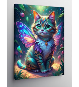 Kanvas Tablo Peri Kanatlı Kedi