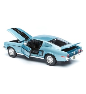 1968 Model Ford Mustang GT Cobra Jet 1:18 Ölçekli Mavi Renkli 30 Cm