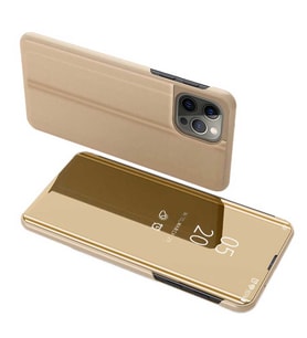 Apple iPhone 11 Pro Max Uyumlu Aynalı Kapaklı Lüx Kılıf (Gold)