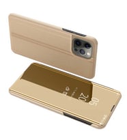 Apple iPhone 11 Pro Max Uyumlu Aynalı Kapaklı Lüx Kılıf (Gold)