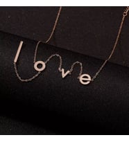Kişiye Özel 925 Ayar Gümüş Sallantılı Love Kolye (Rose)
