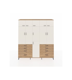 Hyperion Dolap 8 Raflı 8 Çekmeceli 3 Askılı 220x44x243 Çam-Aytaşı/Çam