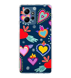 PrintiFy Xiaomi Redmi Note 12 4G ile Uyumlu 1mm Slim Fit Retro Colors 3 Baskılı Şeffaf  Kılıf